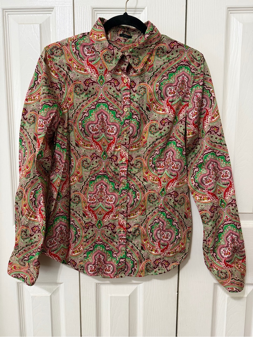 Talbots Multicolor Paisley Button-Down Shirt - Green, Red, Pink